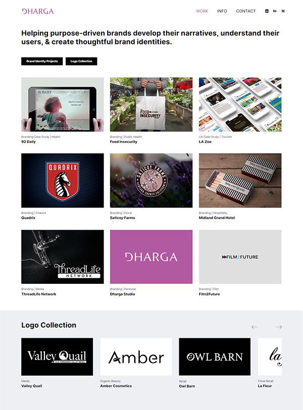 Dharga Studio Portfolio Exemples de sites Web