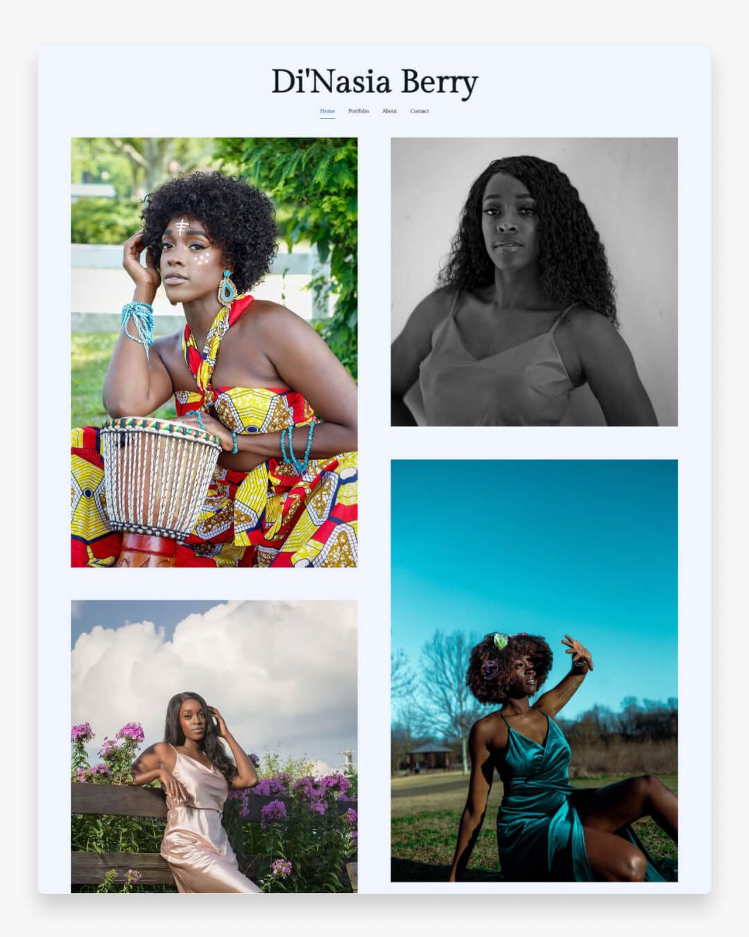 Sitio web del portafolio de modelos de Di'Nasia Berry