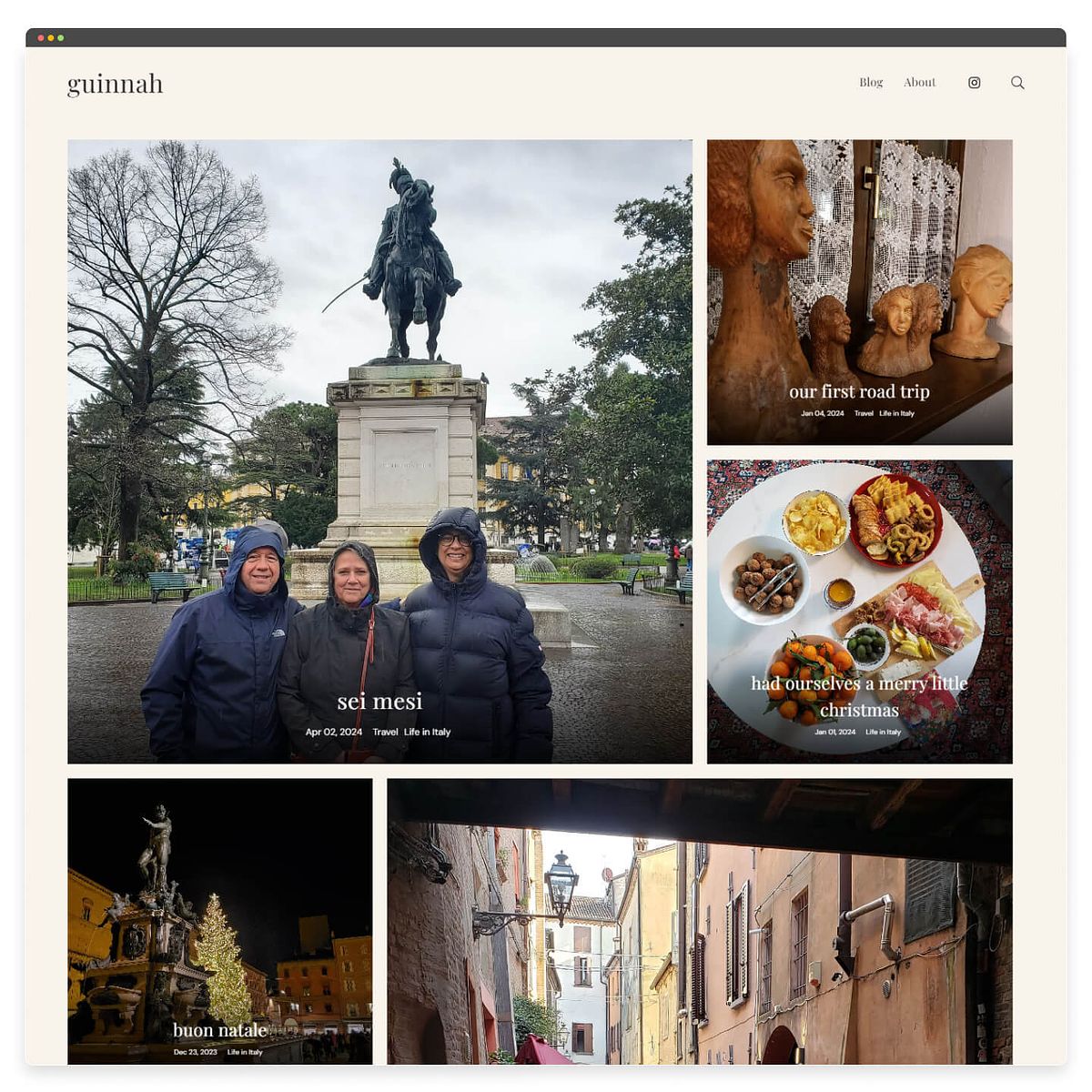 Guinnah's travel blog page