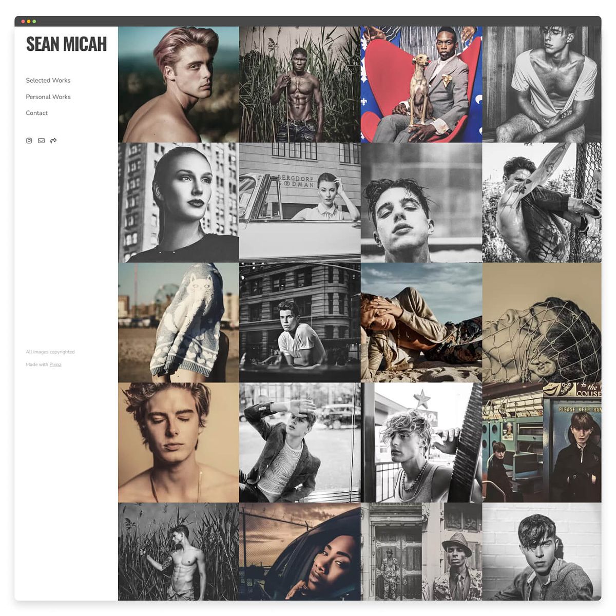 Projekt strony internetowej z portfolio mody Seana Micaha