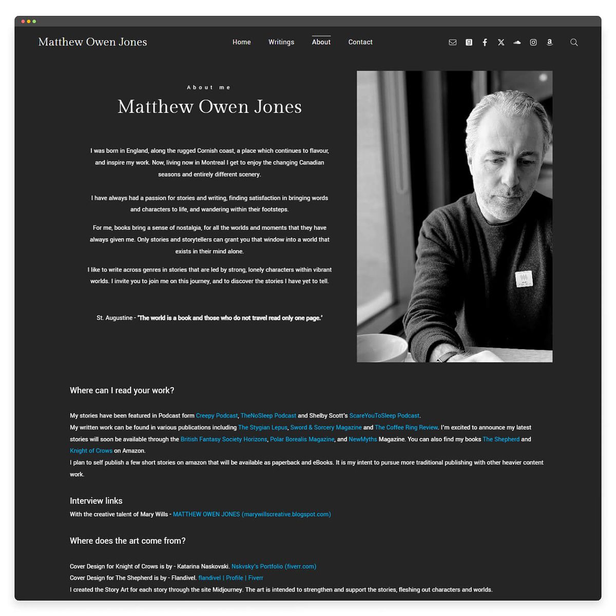 Página biográfica do autor de Mathew Owen Jones