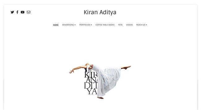 Sito web del portfolio video di Kiran Aditya