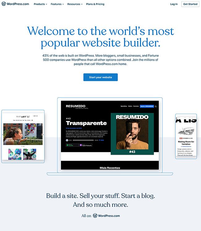 Wordpress website builder squarespace alternative