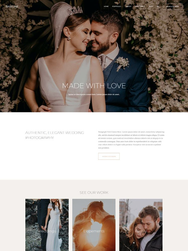 Linia bazowa - Pixpa Szablon strony internetowej z portfolio ślubnym