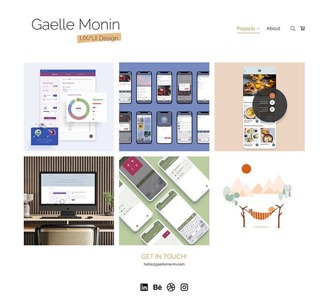 Sitio web de la cartera de Gaelle Monin UX