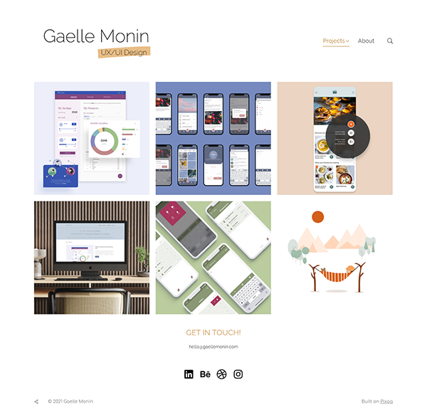 Ejemplos de sitios web del portafolio de Gaelle Monin