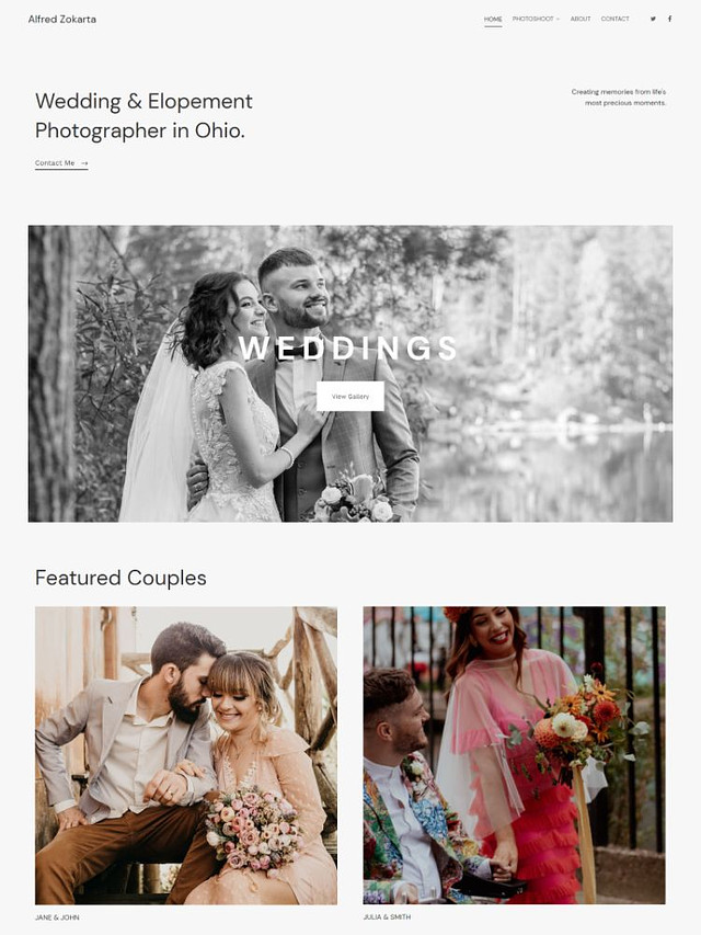 Clarion- Pixpa Szablon strony internetowej z portfolio ślubnym