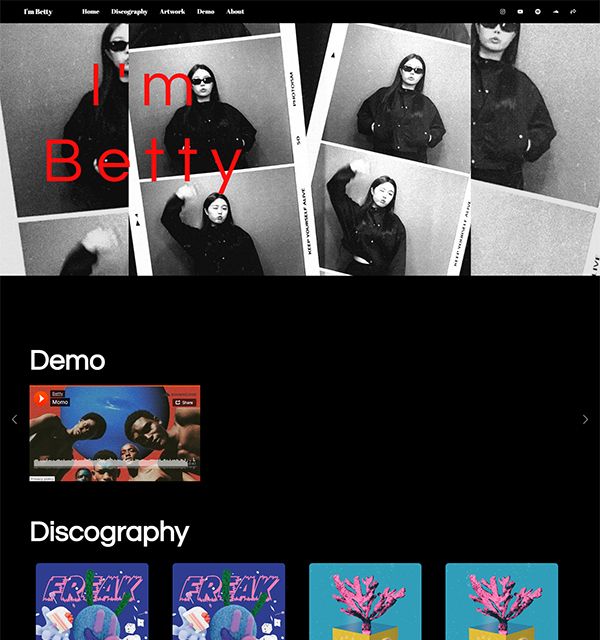 Exemplos de sites do portfólio Betty